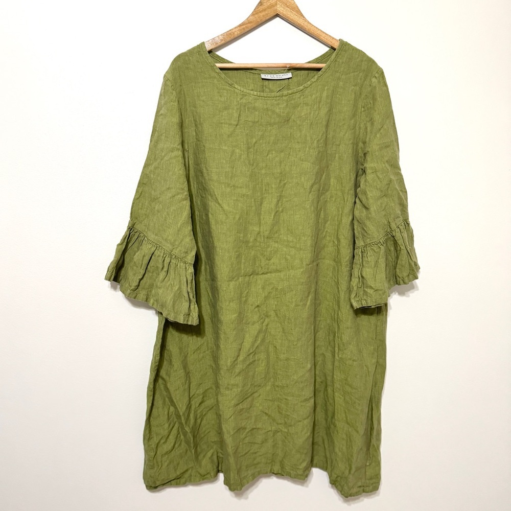 Bryn Walker 100% Linen Dress Bell Sleeve Size 1X Oversized Lagenlook